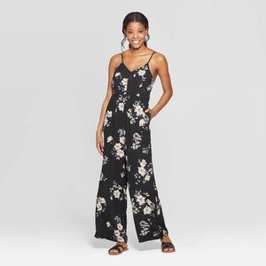 Xhiliration- Floral Vneck Jumpsuit